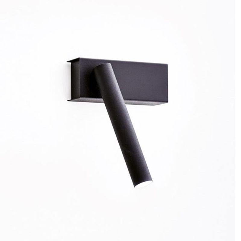 Aluminum Bedside LED Reading Lamp Rotatable Cylindrical Mini Wall Mount Lamp in White Light