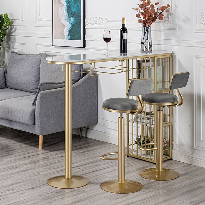 Glam Free Form Bar Table White Marble Table with Storage for Living Room