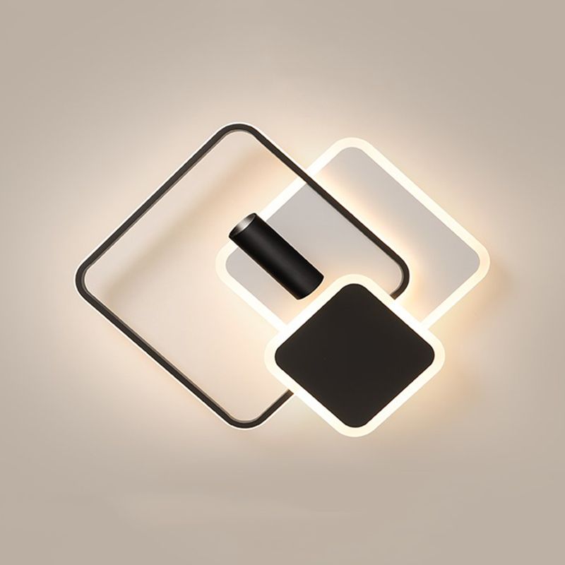 Carré métal LED encastré moderne 1 spot chambre plafonnier