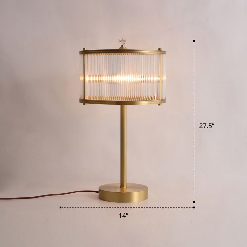 Simplicity Drum Shade Nomma Lampada 1 Bulb Clear Clear Glass Bash Lighting in ottone per letto