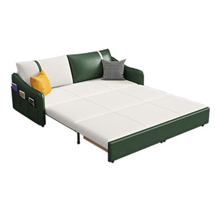 Modern 25.6" H Faux Leather Slope Arm Sofa Bed For Living Room
