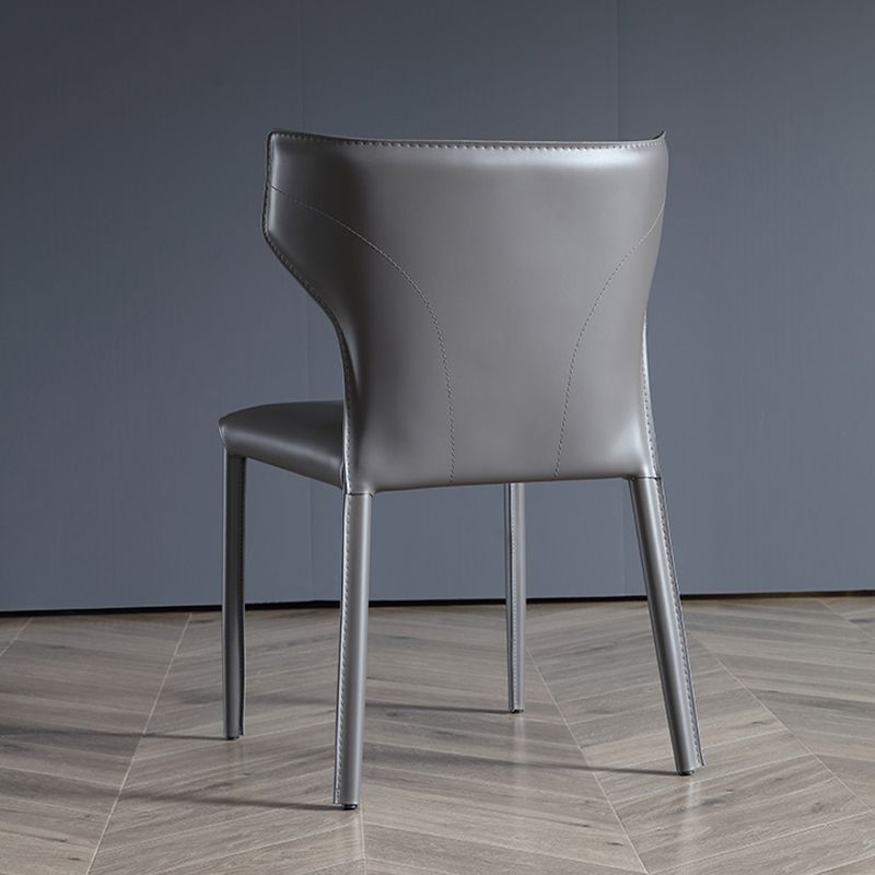 Wingback Armless Dining Chairs Modern Faux Leather Side Chair