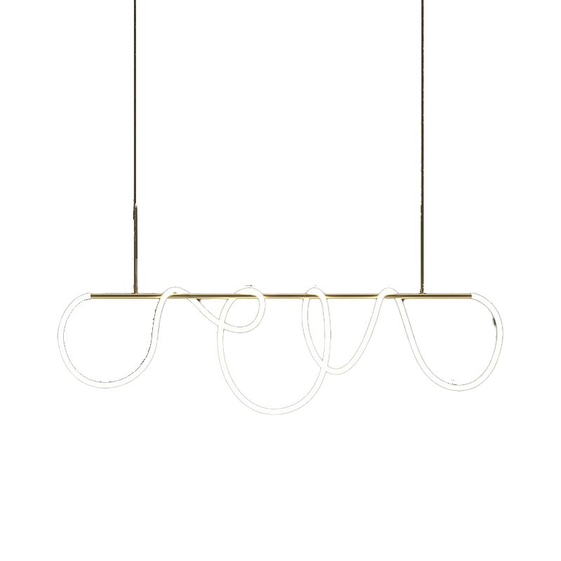Linear Shape Chandelier Lighting Modern Style Metal 1 Lights Island Lamps in Gold