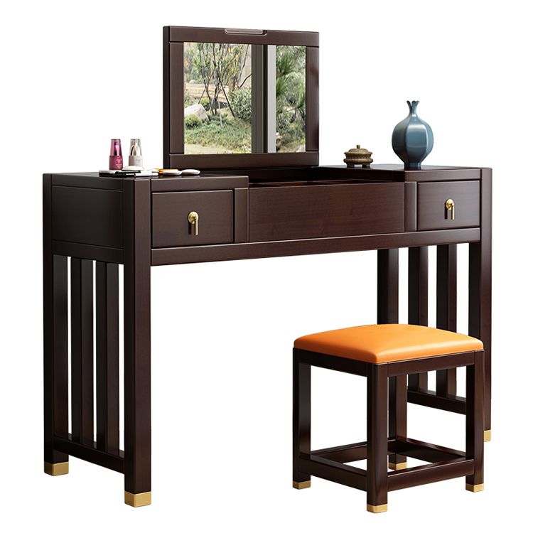 Traditions Rubberwood Vanity Set with Mirror 15.75"" Wide Brown Vanity