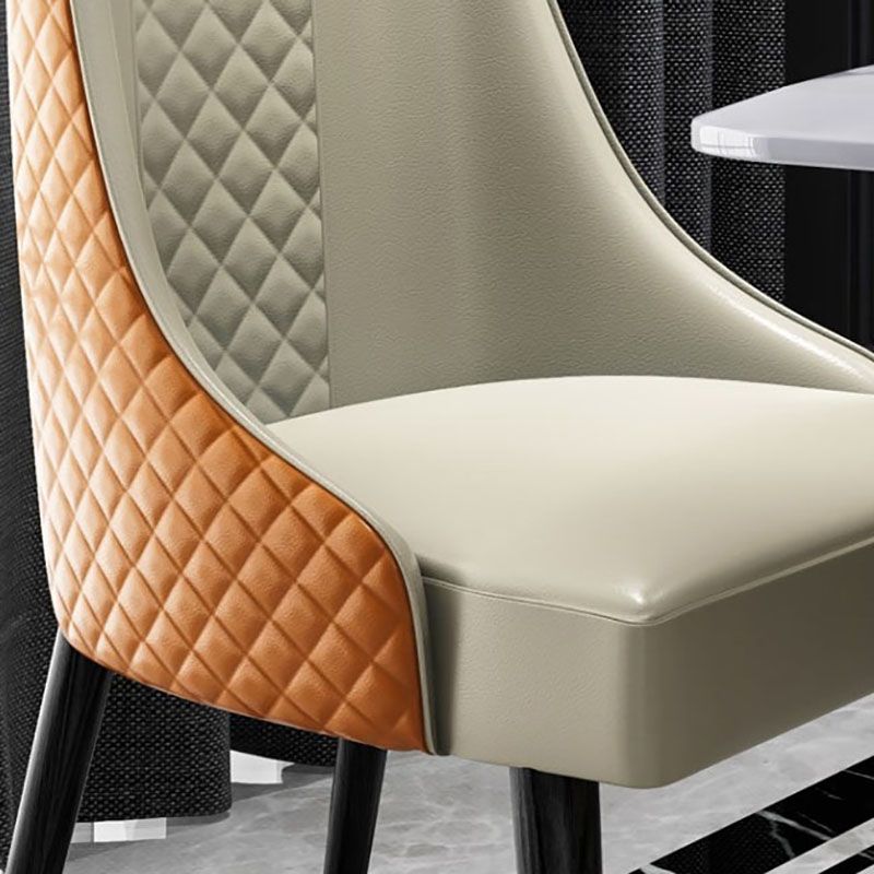 Scandinavian Style Solid Back Dining Side Chairs PU Leather Dining Side Chair for Kitchen