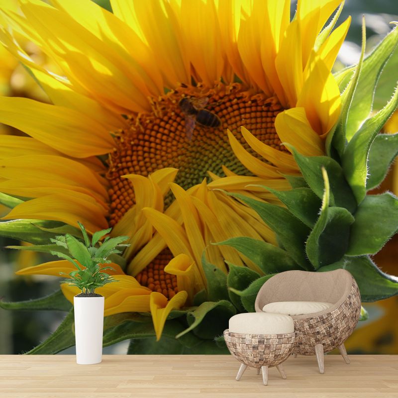 Yellow Sunflower Wall Mural Decals Home Decoration Girls' Bedroom Wall Decor