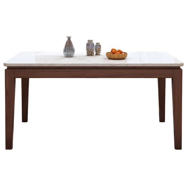 Solid Wood Mid-Century Modern Table Rectangle Marble Top Table for Kitchen