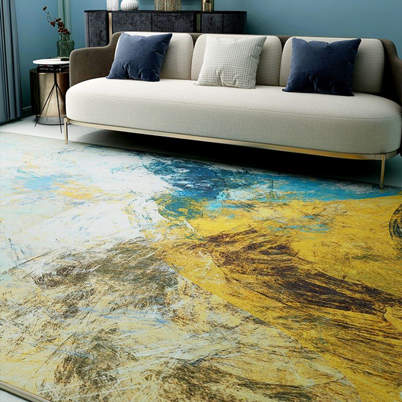 Modern Decoration Rug Multi Colored Abstract Patterned Area Carpet Polyster Non-Slip Backing Pet Friendly Rug