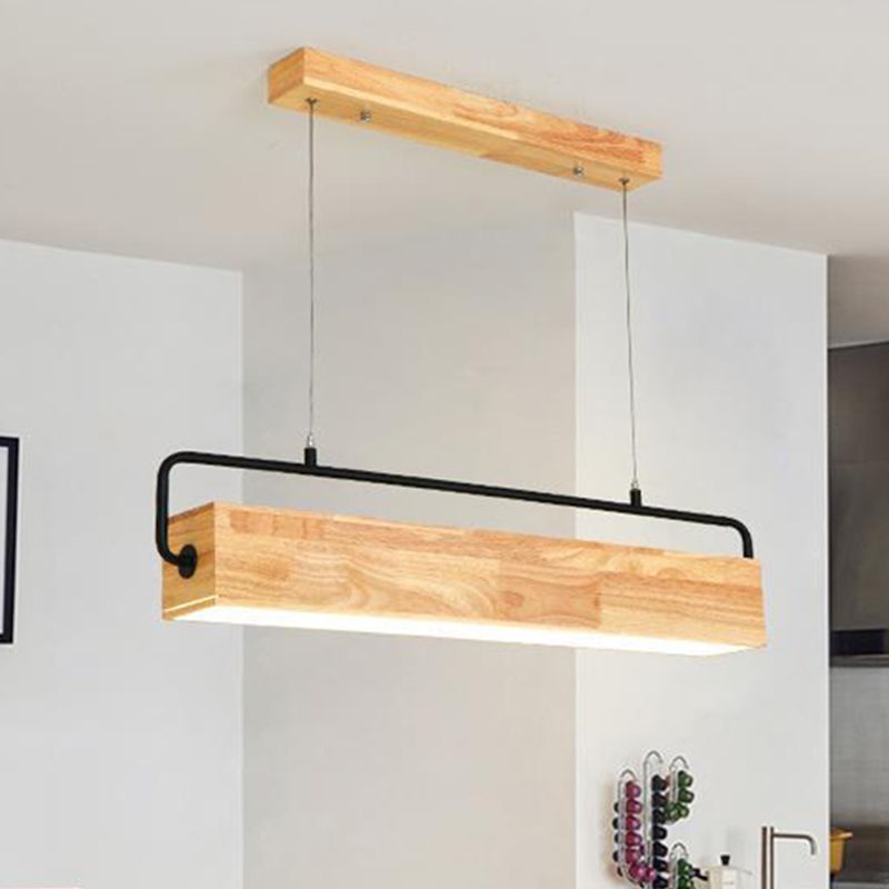 Estilo moderno rectangle colgante de madera ligera 1 lámpara de luz de luz