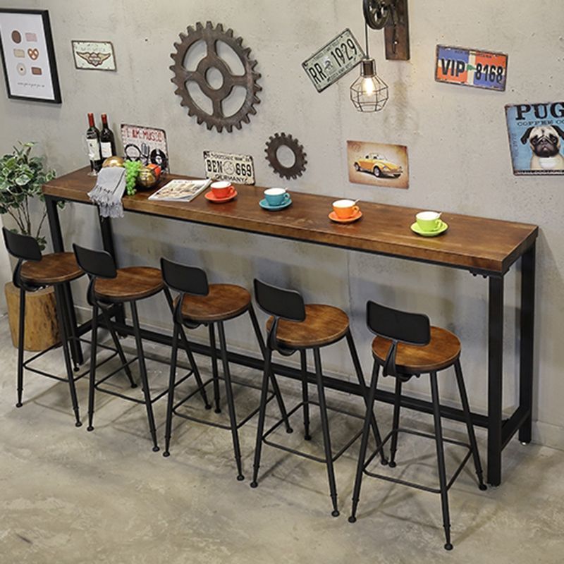 Coffee Shop Rectangle Wood Top Counter Table Iron Base Industrial Bar Table