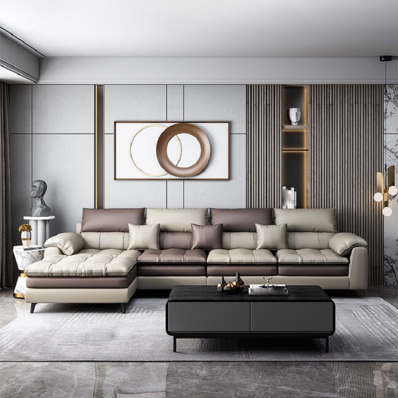 Faux leather High Back Pillow Top Arm Sofa and Sectional with Stain-Resistant