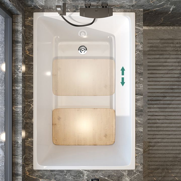 Modern White Acrylic Embedded Bathtub with Drain Bath Tub and Solid Wood Base Plate