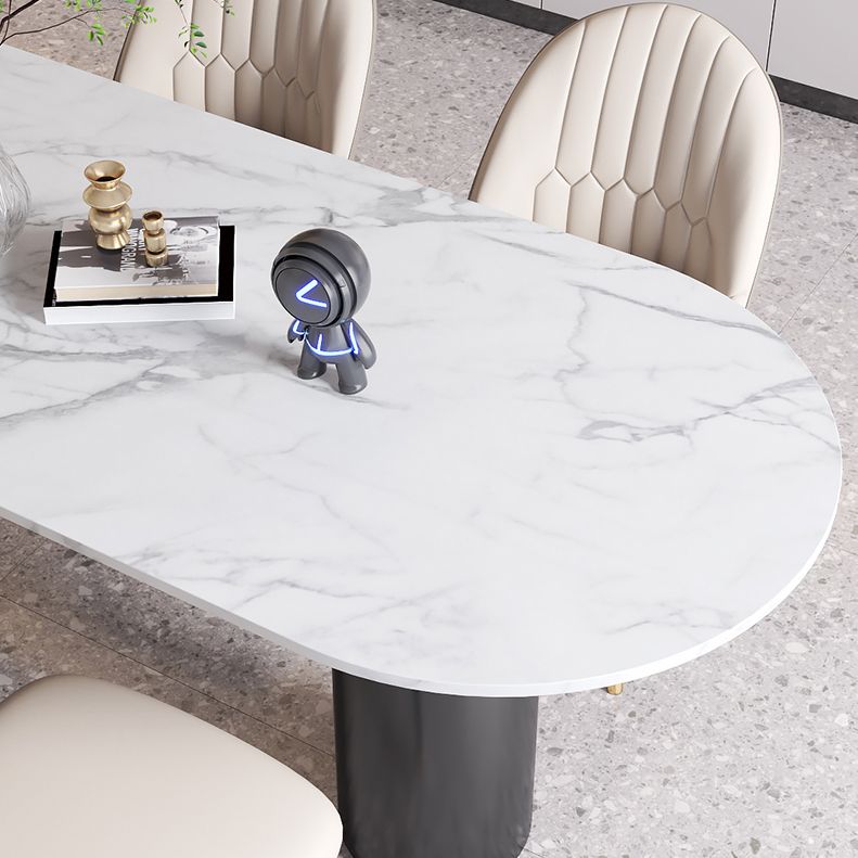 Free Form White Dining Table Sintered Stone Table Contemporary with 3 Legs