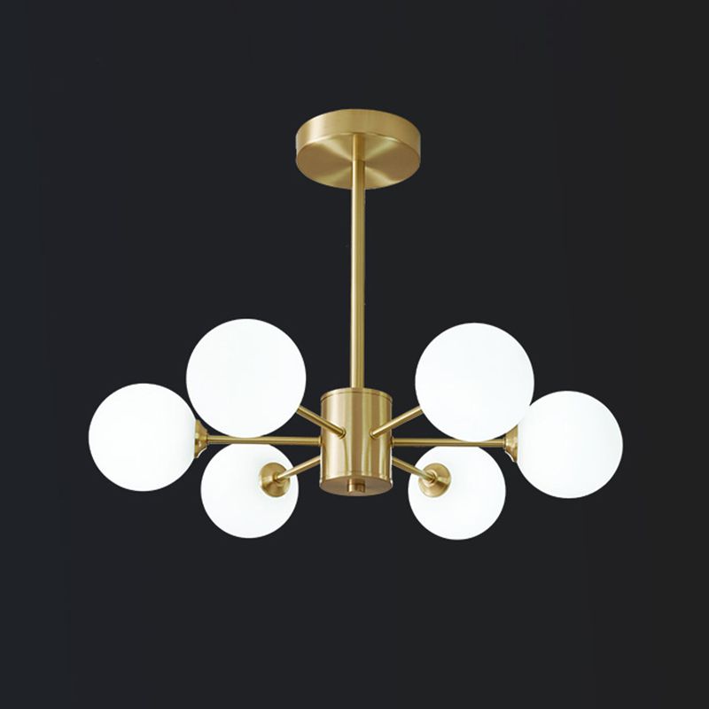 Globe kroonluchter verlichtingsarmaturen moderne multi-head gouden suspensie hanglampen met glazen schaduw