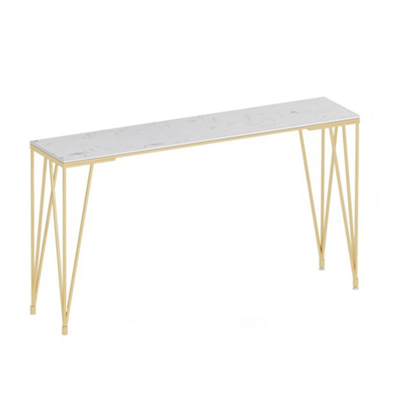 Glam Style Rectangle Bar Table Faux Marble 4 Legs Bar Wine Table