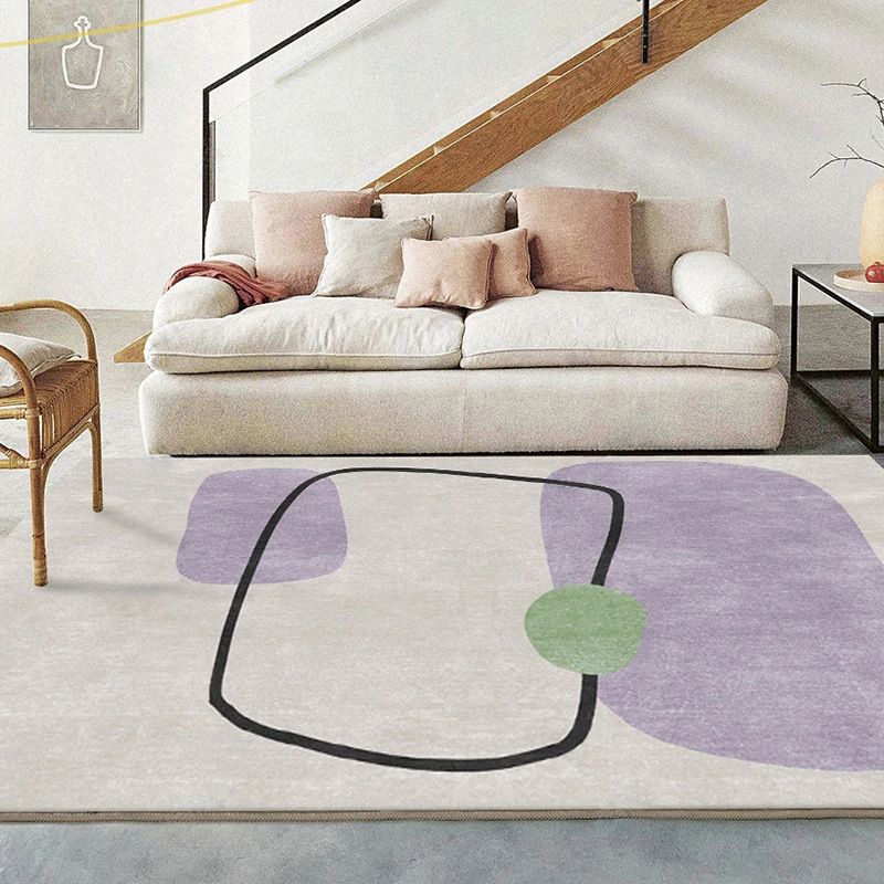 Stylish Area Carpet Contrast Panel Polyester Rug Living Room Indoor Rug with Non-Slip Backing