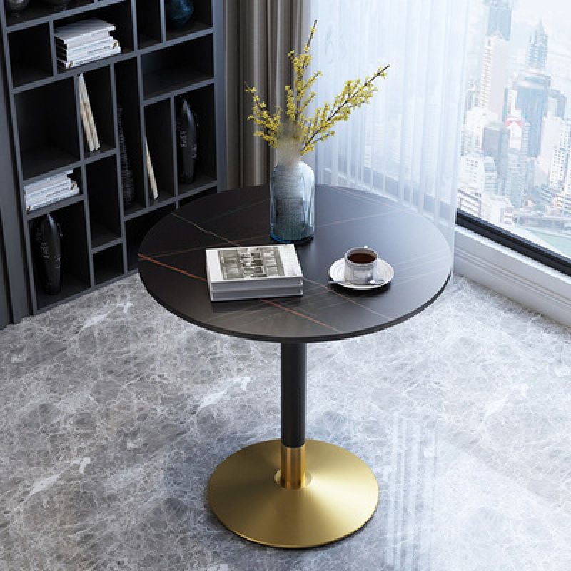Glam Style Stone Top Dinette Table Metal Base Dining Table for Coffee Shop