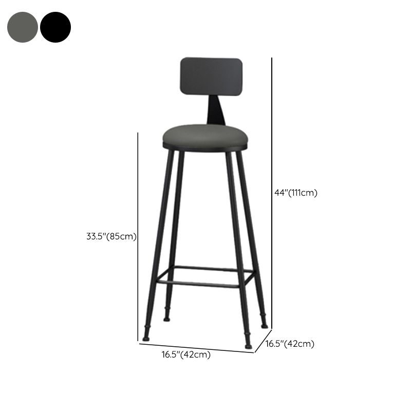 Industrial Style Armless Counter Stool Faux Leather Counter-height Stool