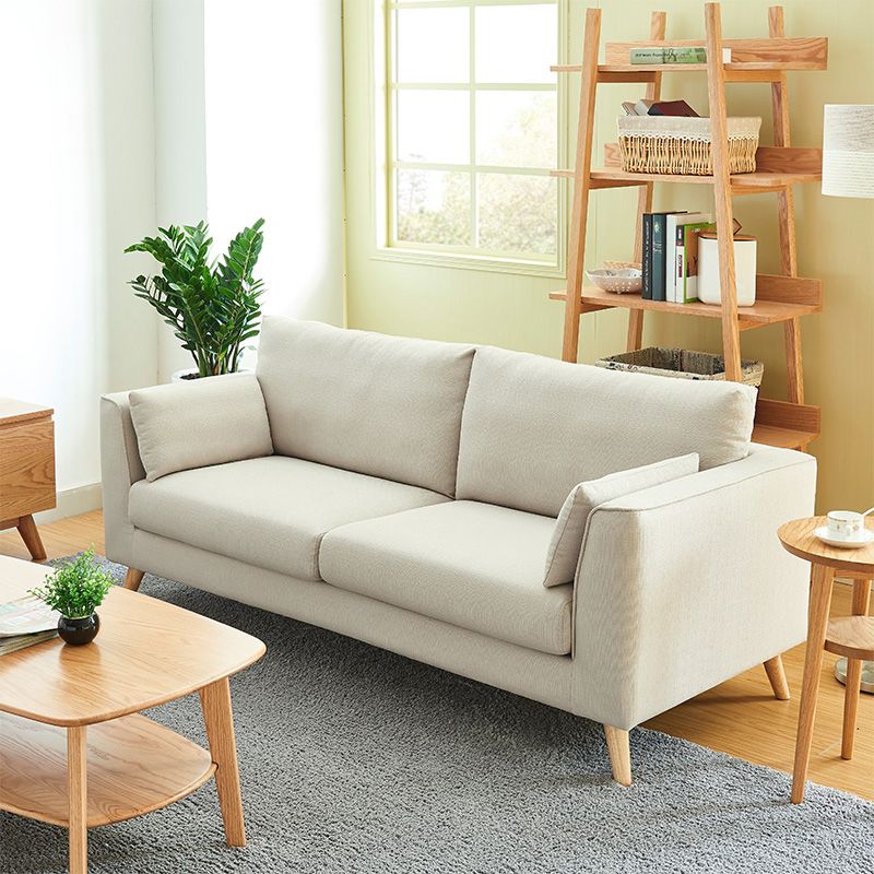 Linen Modern Standard Sofa Loose Back 33"W Square Arm Sofa Sofa