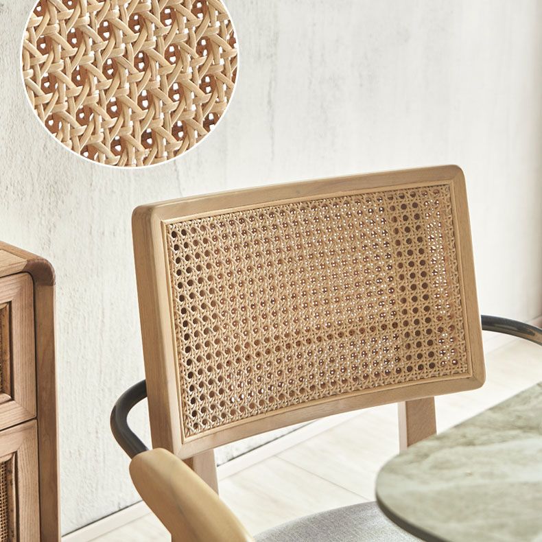 Modern Dining Set 1/7 Pcs Glass Base Dining Table with Solid Wood Arm Chairs