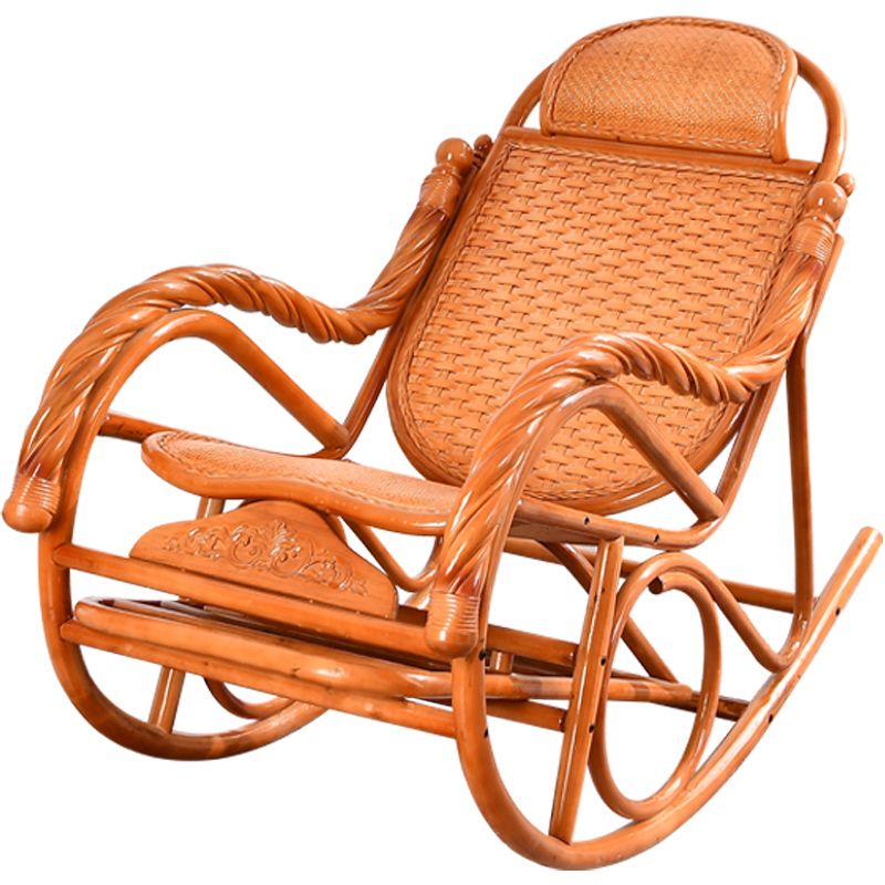 Rattan Rocking Chair Pure Color Traditional Woven Rope Rocking Chair in Living Room