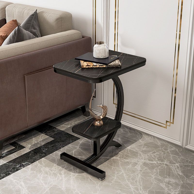 Minimalist Abstract End Table Rectangular Side Table with Storage