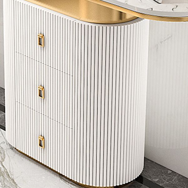 Glam Oval Accent Table Marble Sofa Console Table with Drawer for Hall