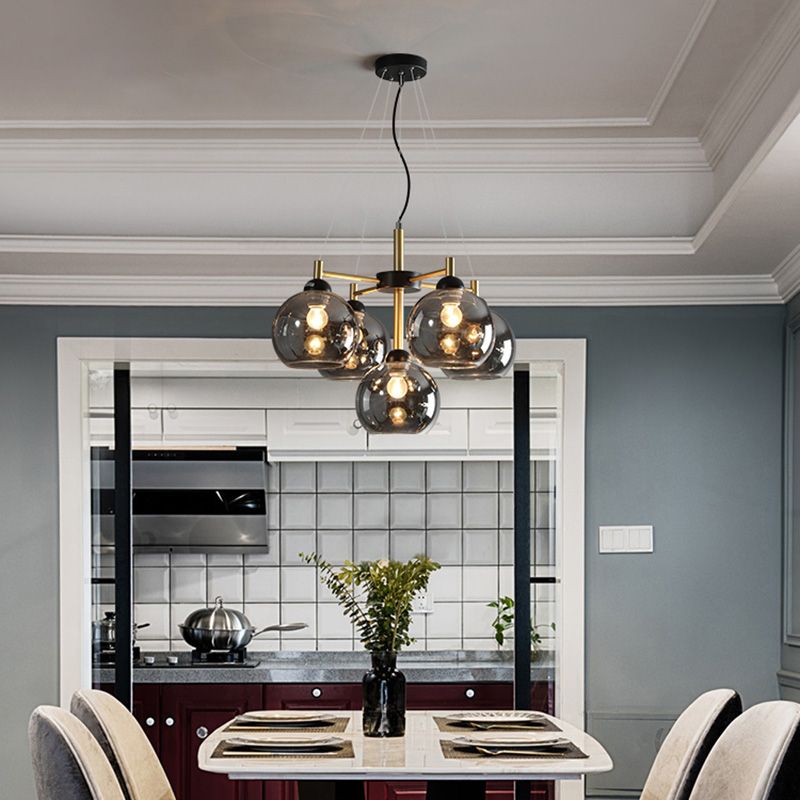 Chandelier en forma de mundo con sombra transparente de estilos modernos para el comedor