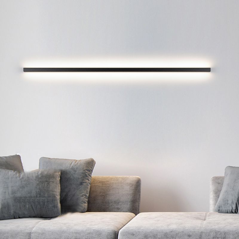 Modern Minimalist Style Linear Flush Mount Wall Sconce Aluminum Wall Mount Light Fixture in Black Finish