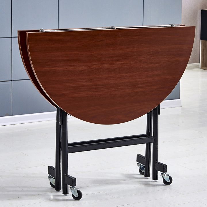 Mid-Century MDF Kitchen Dining Table Round Shape Standard Dining Table with Double Pedestal Base