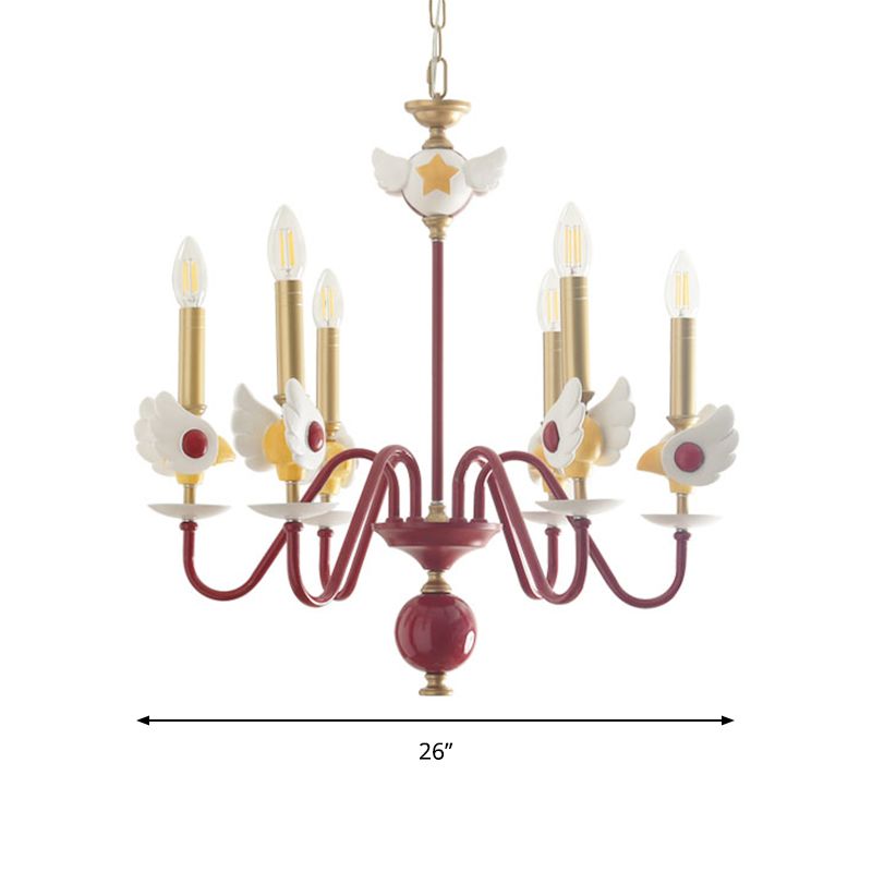 Candelabra d'oro Lampada leggero Kids 6 Luci Luce a soffitto sospeso in metallo per camera da letto