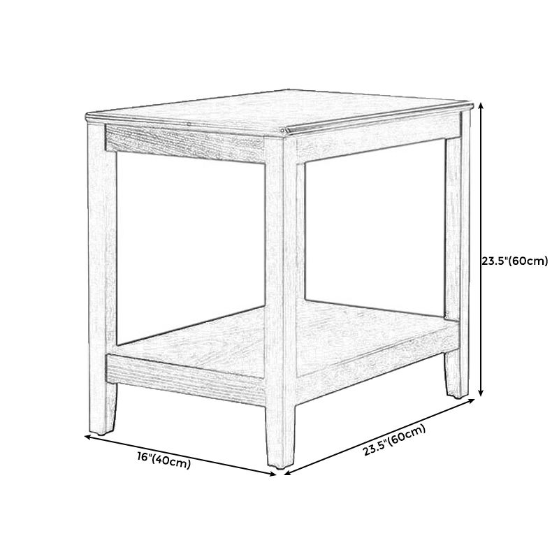 Farmhouse Ash Double Tier End Table, Brown Side Table with Shelf