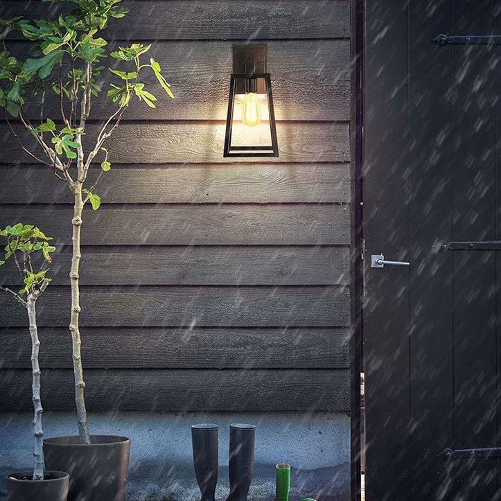 Industrielle Vintage Wandlampe Aluminium Geometrische wasserdichte Wandleuchten mit klarem Glasschatten