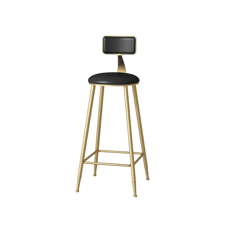 Faux Leather Dining Stools Upholstered Bar Stools with Metal Base
