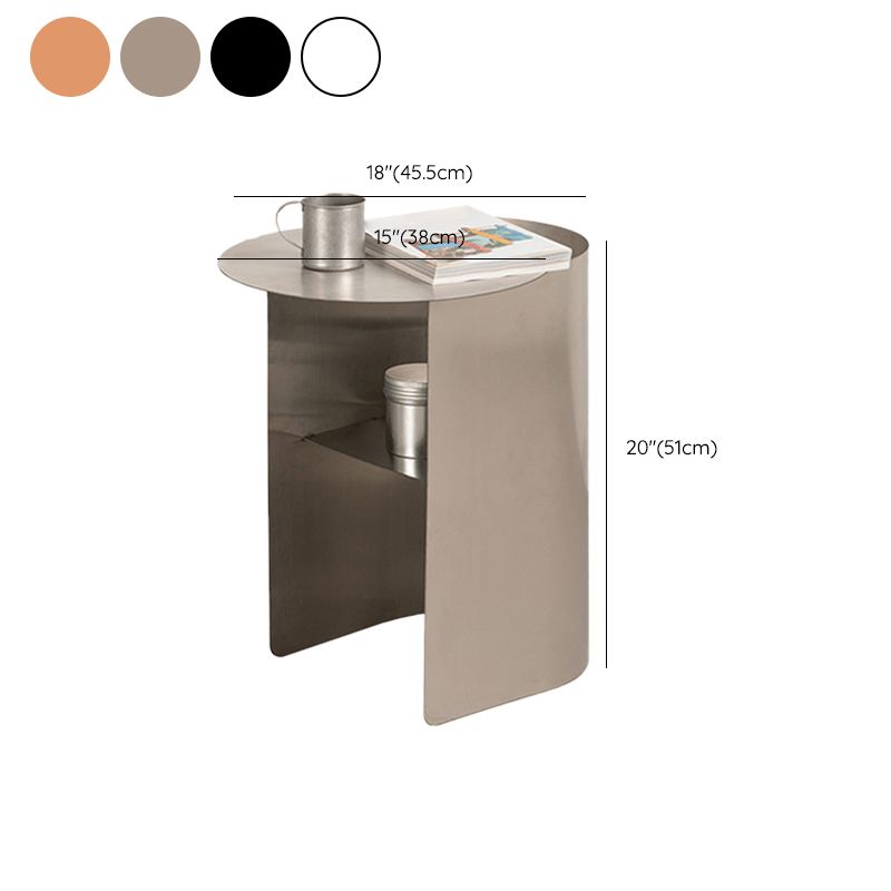 Contemporary Sofa Side Accent Table Metal with Storage Living Room Abstract