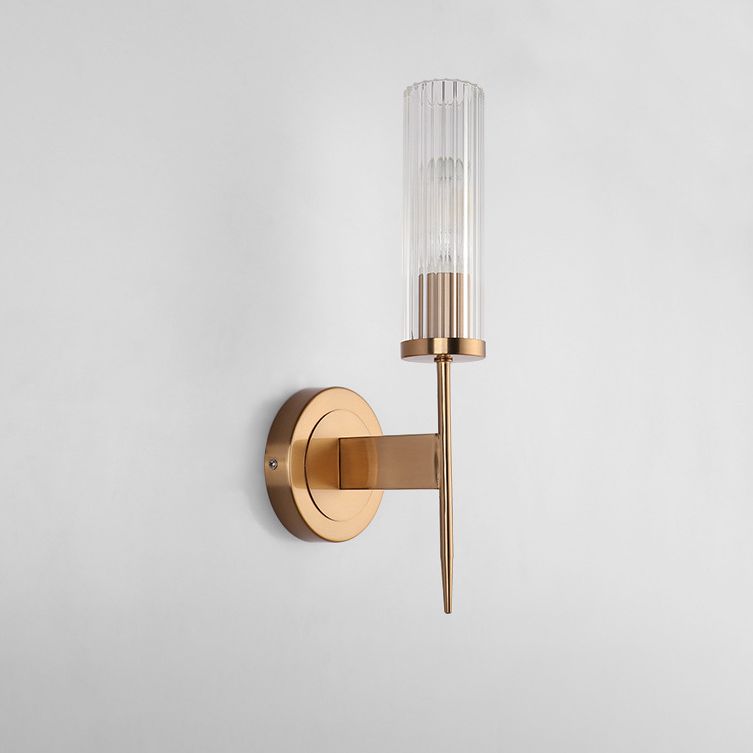 Lampe murale simple en verre en or dans la lumière murale cylindrique en fer moderne pour les espaces intérieurs