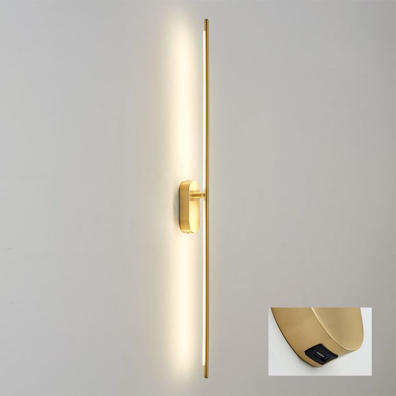 Stick geformte Metallleuchte zeitgenössische goldene LED -Wandlampe für Wohnzimmer