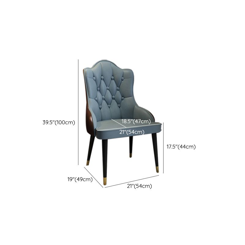 Tufted Parsons Chair Industrial Kitchen Dining Chairs with Metal Legs