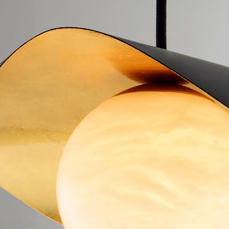 Éclairage de suspension en forme de feuille de lotus postmoderne Métal 1-Light Dining Room Hanging Light