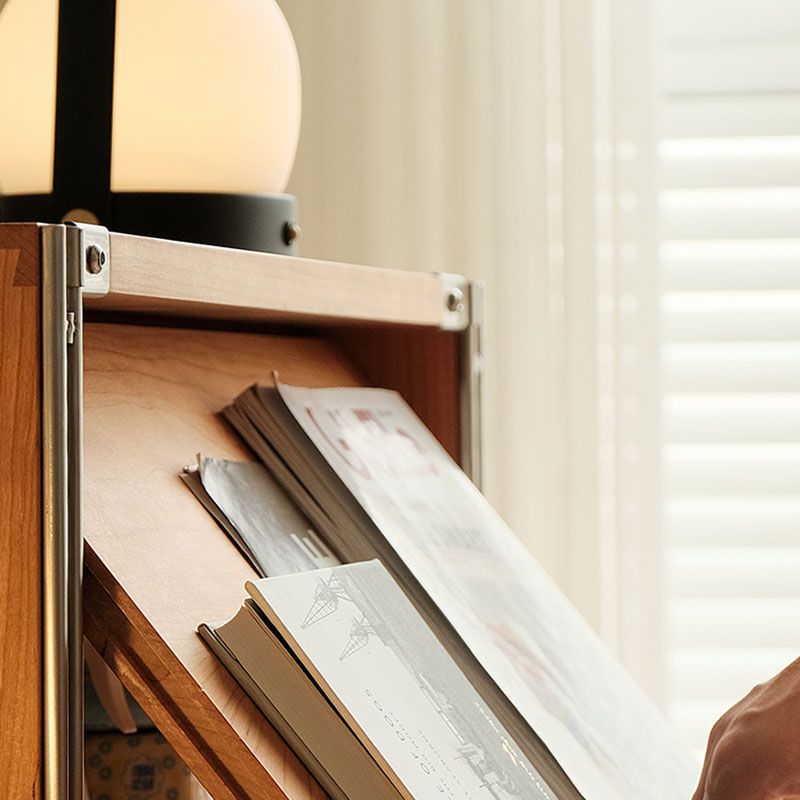 Contemporary Solid Wood Bookcase Closed Back Bookshelf with Cabinets