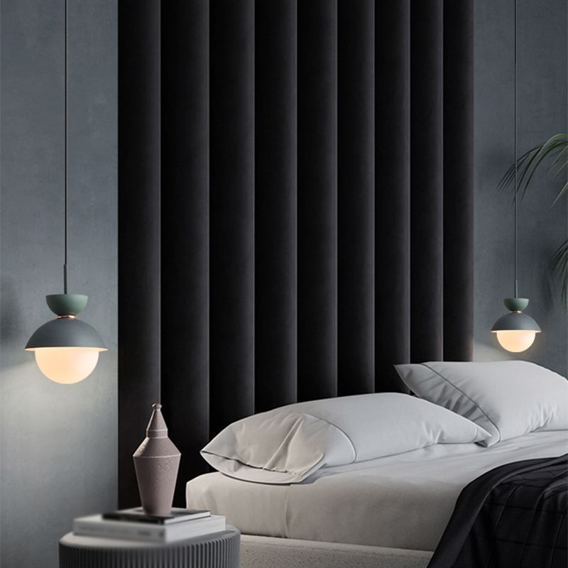 Round Shape Metal Hanging Light Nordic Macarons Style 1 Light Hanging Mounted Lights