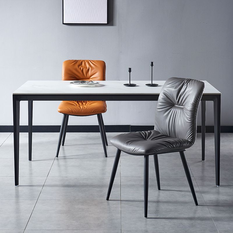 Chaise latérale d'intérieur industrielle chaise de salle à manger tapissée en métal à dossier solide