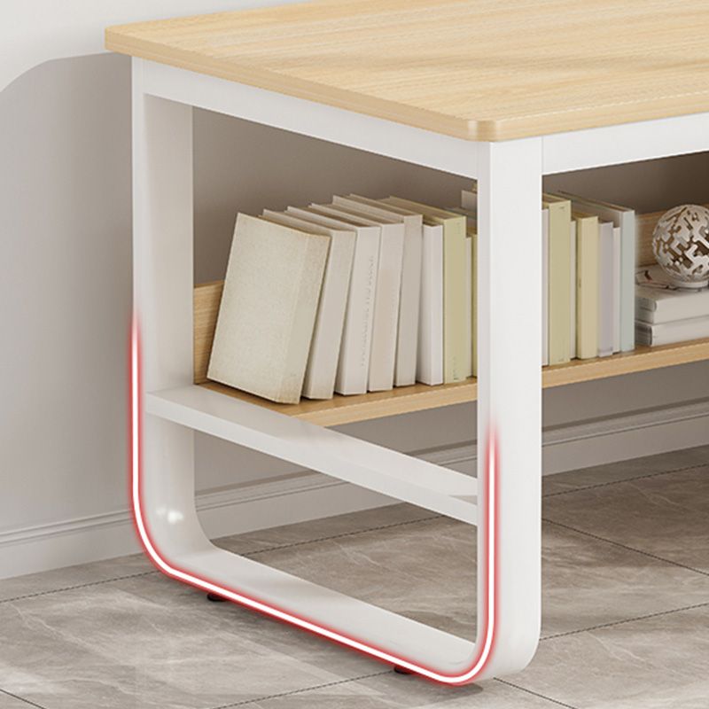 Contemporary Writing Desk with 3 Drawers and 1 Shelf in Metal Base