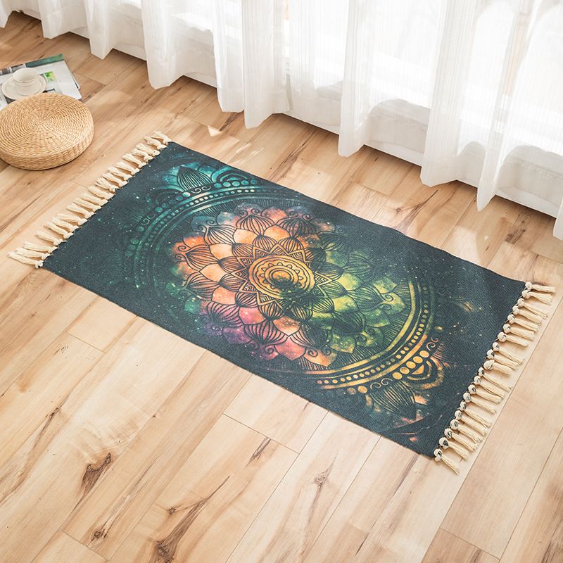Vivid Plant Knit Rug Multi Colored Modern Rug Synthetics Pet Friendly Carpet for Guest Room