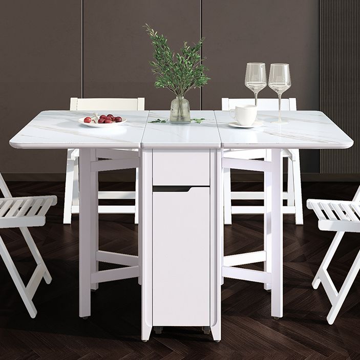 Rectangle Stone Dining Site Table Simplicity Style Drop Leaf Table for Home