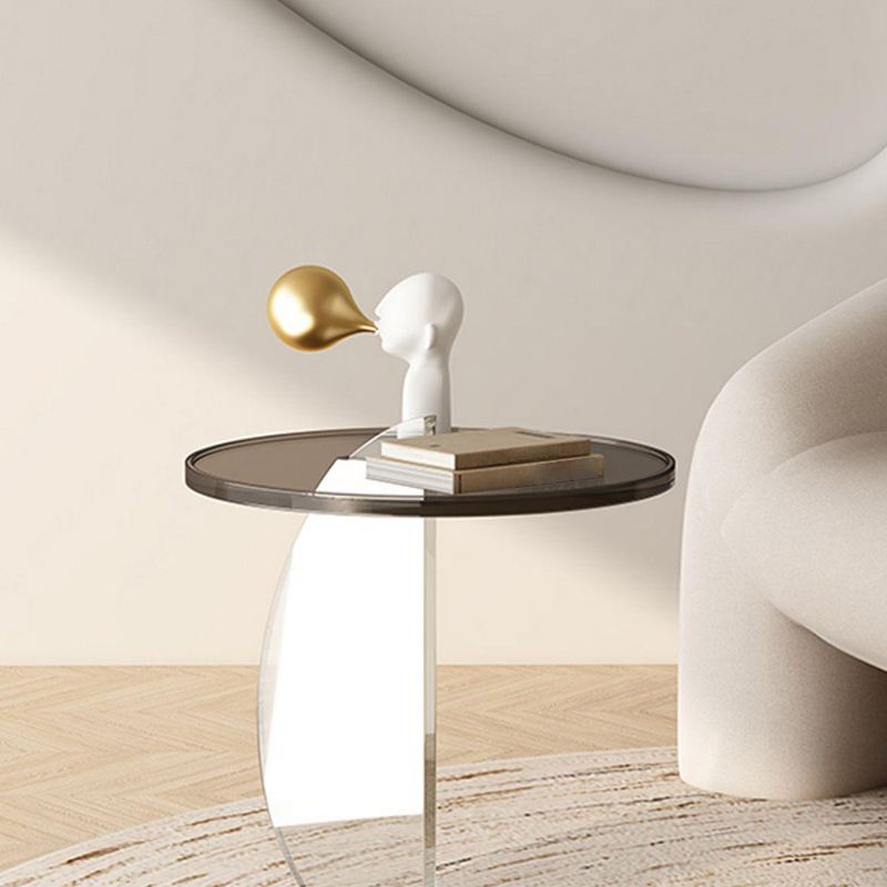 Glam Corner Table Plastic Pedestal Round Living Room Sofa Side Accent Table