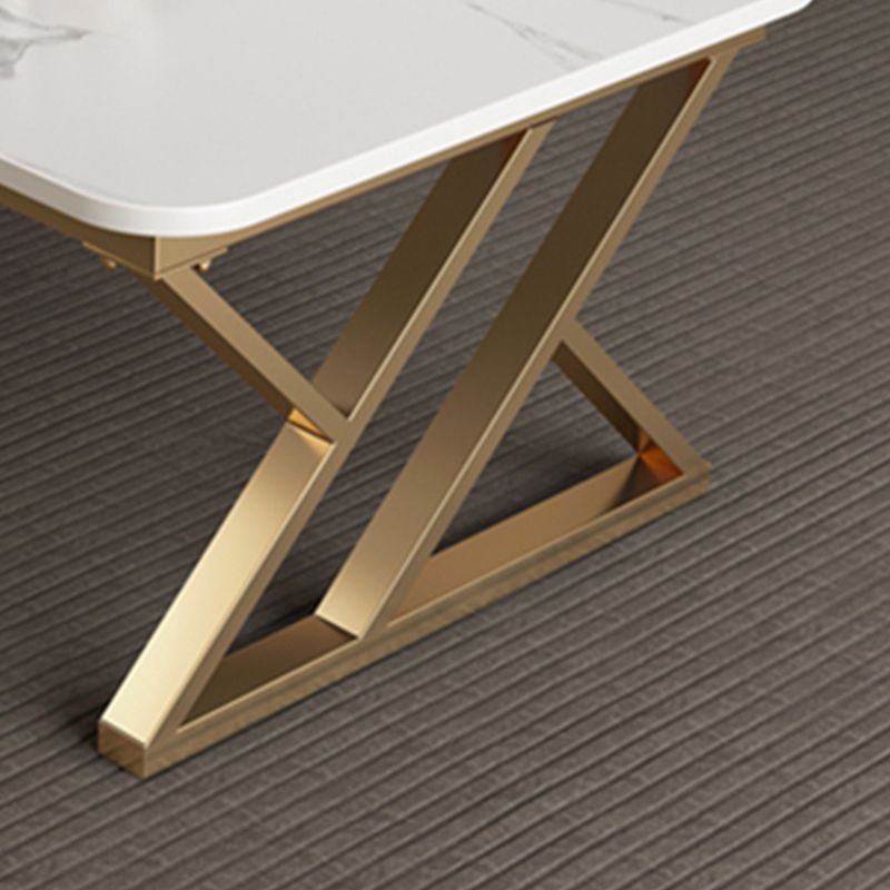 Luxurious 17.72" H Coffee Table in Grey/White Rectangular Stone Cocktail Table