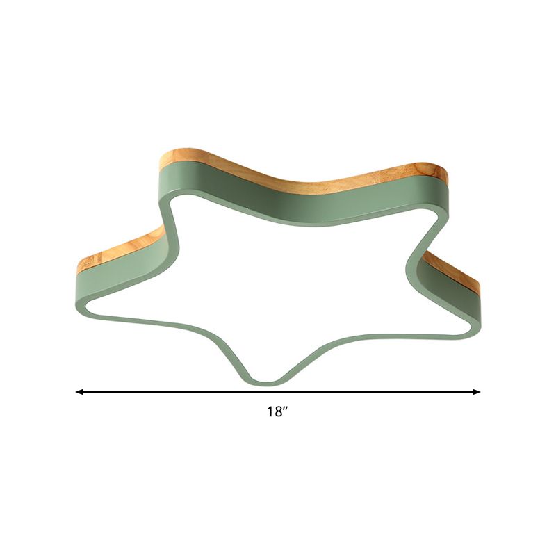 Luz de techo LED de dibujos animados de luz de techo empotrada de estrella de madera acrílica para habitación de jardín de infantes