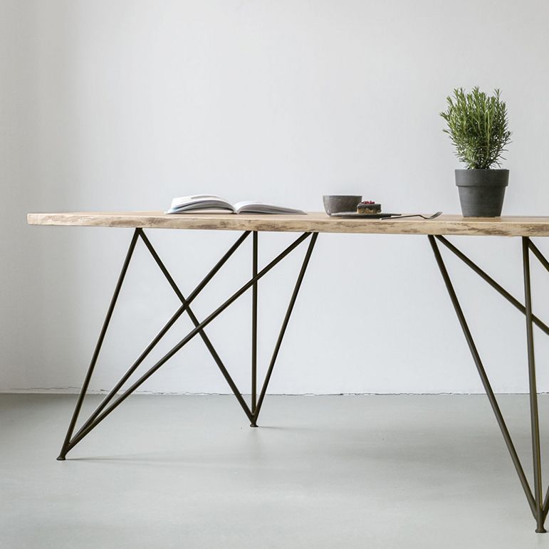 Tavolo da pranzo in stile rettangolo glam tavolo in legno fisso con legno massiccio