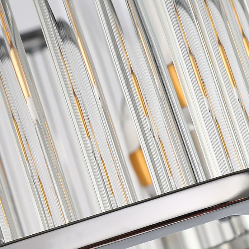 Hexagon Chrome Pendant Chandelier Light Modern Metal Multi Light Hanging Lamp with Crystal for Living Room